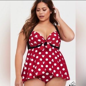 DISNEY Torrid MINNIE MOUSE TIE-FRONT ONE-PIECE SWIMSUIT size 1